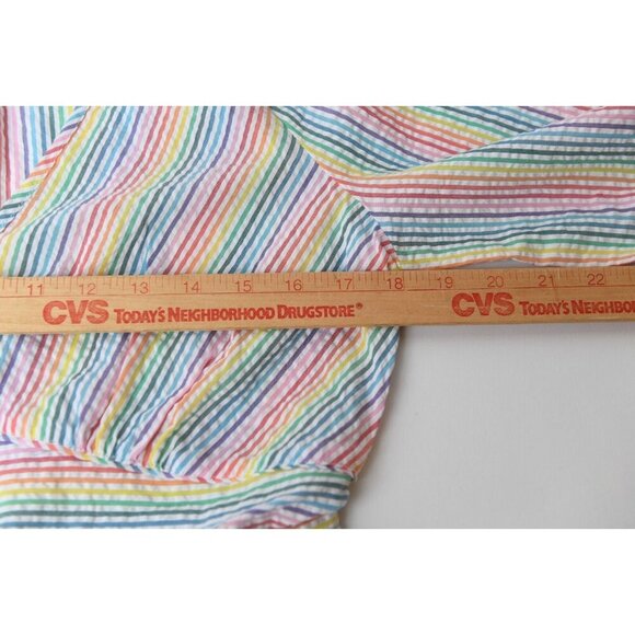 J.CREW V-Neck Rainbow Striped Seersucker Peplum Top Blouse Size 6 NEW - Picture 12 of 13